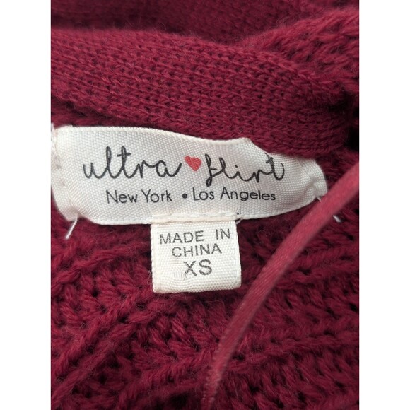 Ultra Flirt 90s Red Chunky Knit Tie-Back V-Neck Sweater Size Jrs. Extra Small - Picture 3 of 7